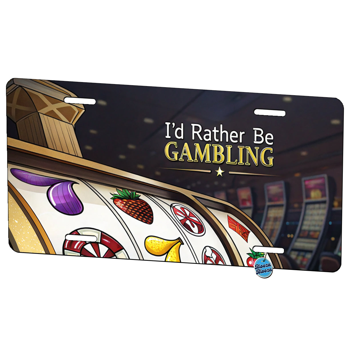 I'd Rather Be Gambling Slot Machines Metal Vanity Novelty Tag License Plate for Trucks Cars SUVs