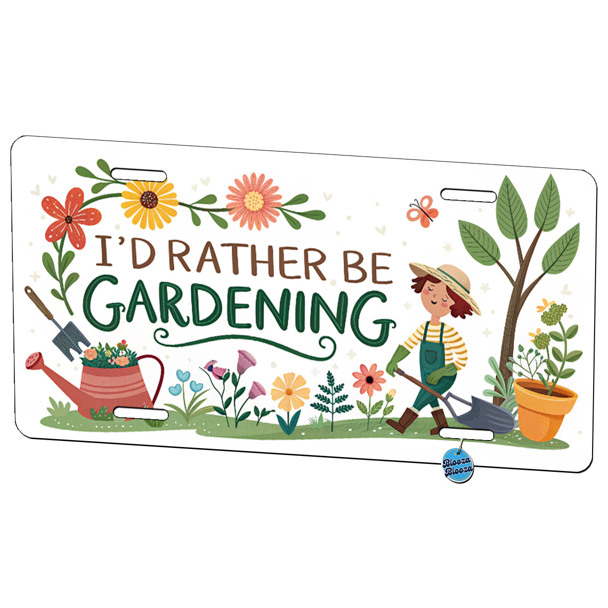 I'd Rather Be Gardening Metal Vanity Novelty Tag License Plate for Trucks Cars SUVs