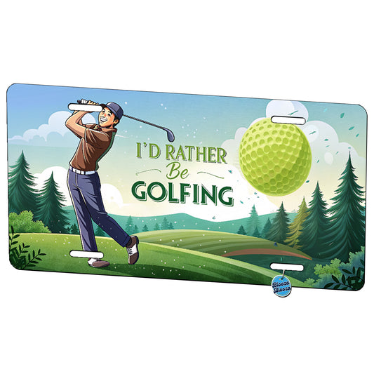 I'd Rather Be Golfing Man Golfer Metal Vanity Novelty Tag License Plate for Trucks Cars SUVs