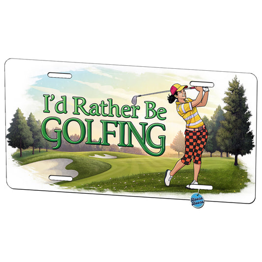 I'd Rather Be Golfing Woman Golfer Metal Vanity Novelty Tag License Plate for Trucks Cars SUVs