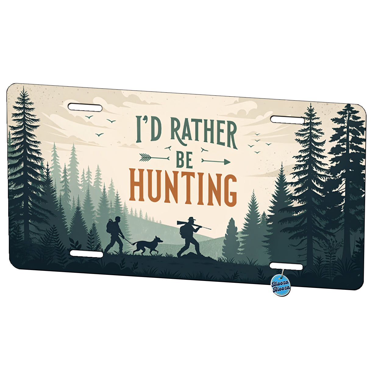 I'd Rather Be Hunting Hunter Metal Vanity Novelty Tag License Plate for Trucks Cars SUVs