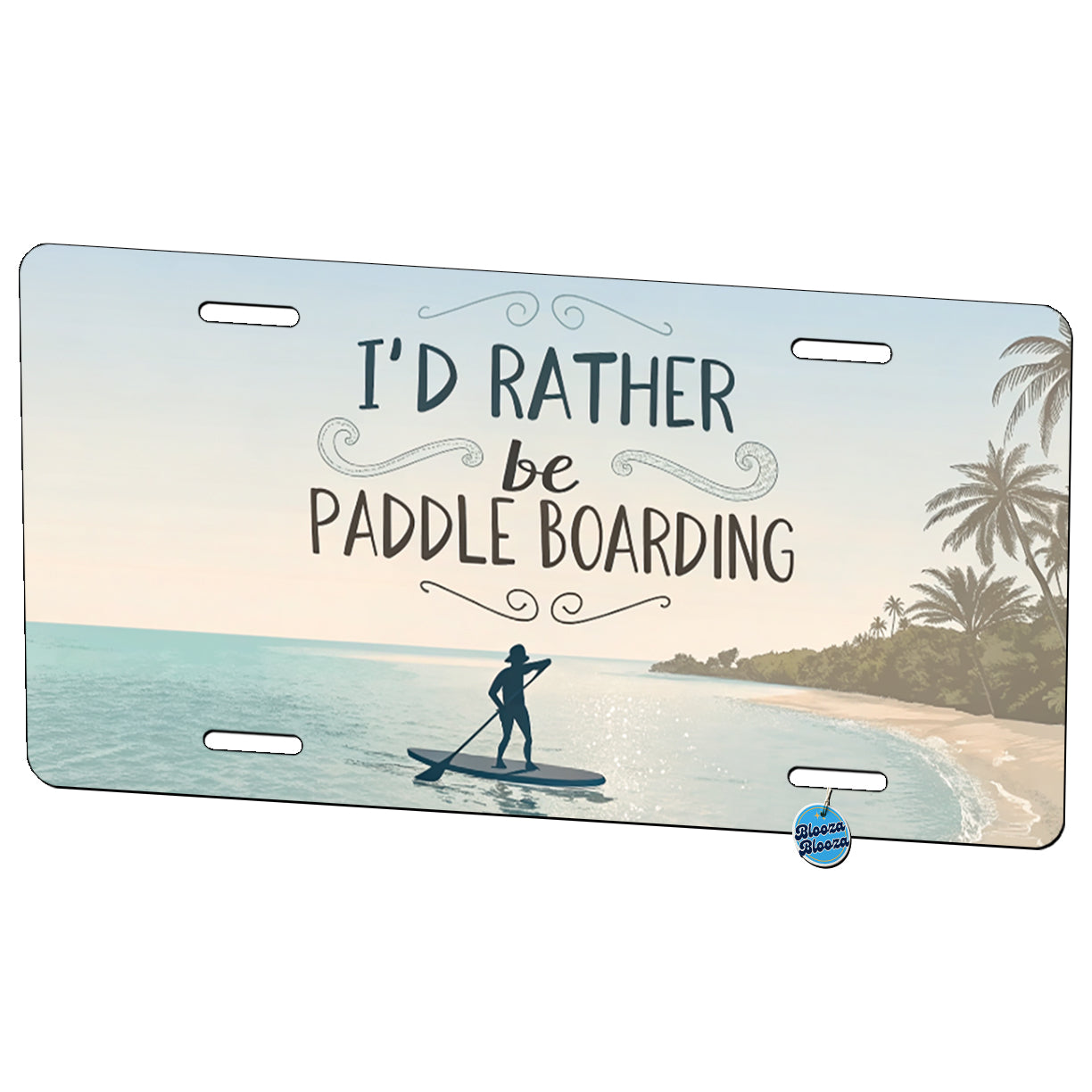 I'd Rather Be Paddle Boarding Metal Vanity Novelty Tag License Plate for Trucks Cars SUVs
