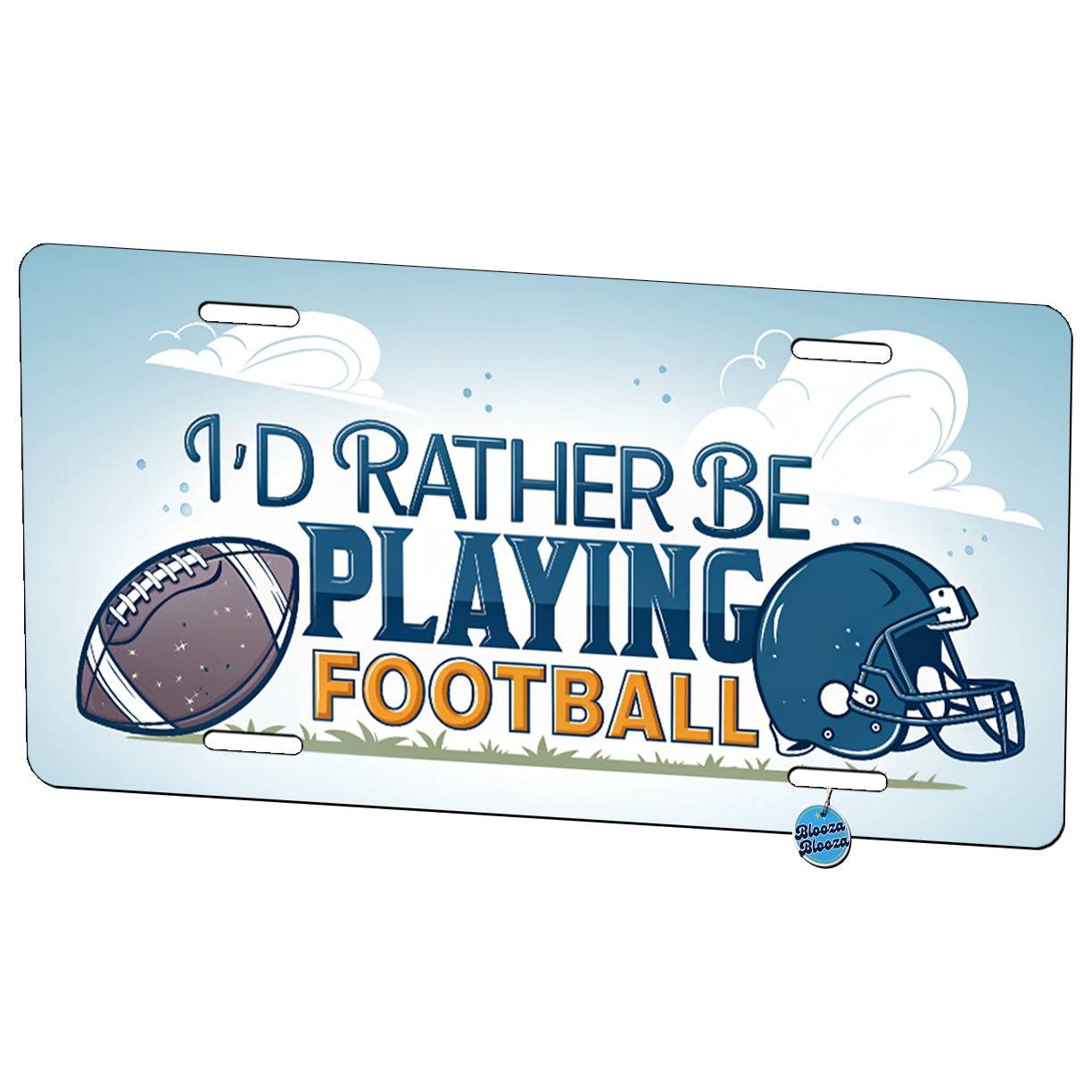 I'd Rather Be Playing Football Metal Vanity Novelty Tag License Plate for Trucks Cars SUVs