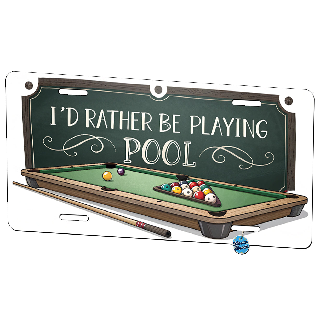 I'd Rather Be Playing Pool Metal Vanity Novelty Tag License Plate for Trucks Cars SUVs