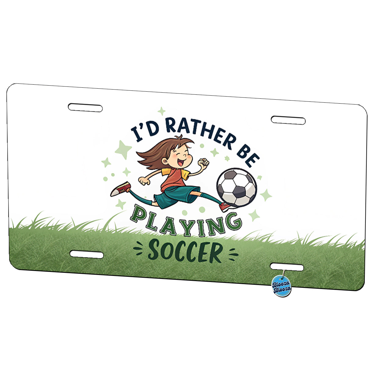 I'd Rather Be Playing Soccer Metal Vanity Novelty Tag License Plate for Trucks Cars SUVs