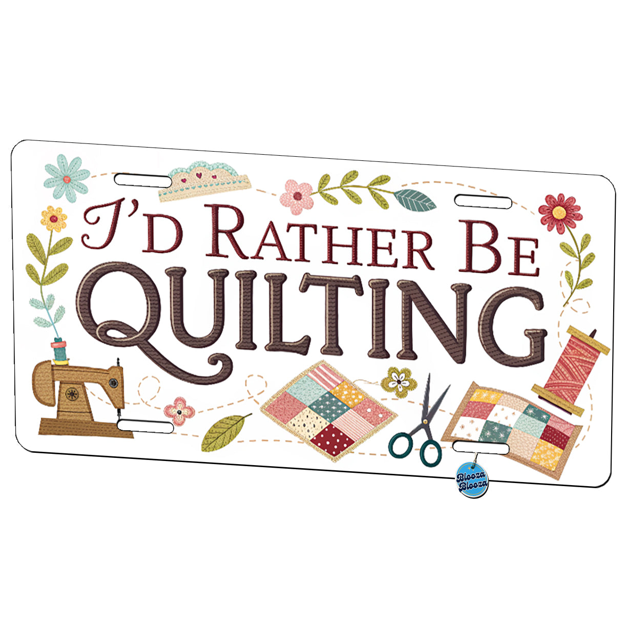 I'd Rather Be Quilting Metal Vanity Novelty Tag License Plate for Trucks Cars SUVs