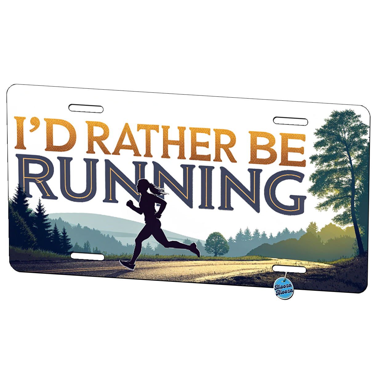 I'd Rather Be Running Woman Jogging Metal Vanity Novelty Tag License Plate for Trucks Cars SUVs