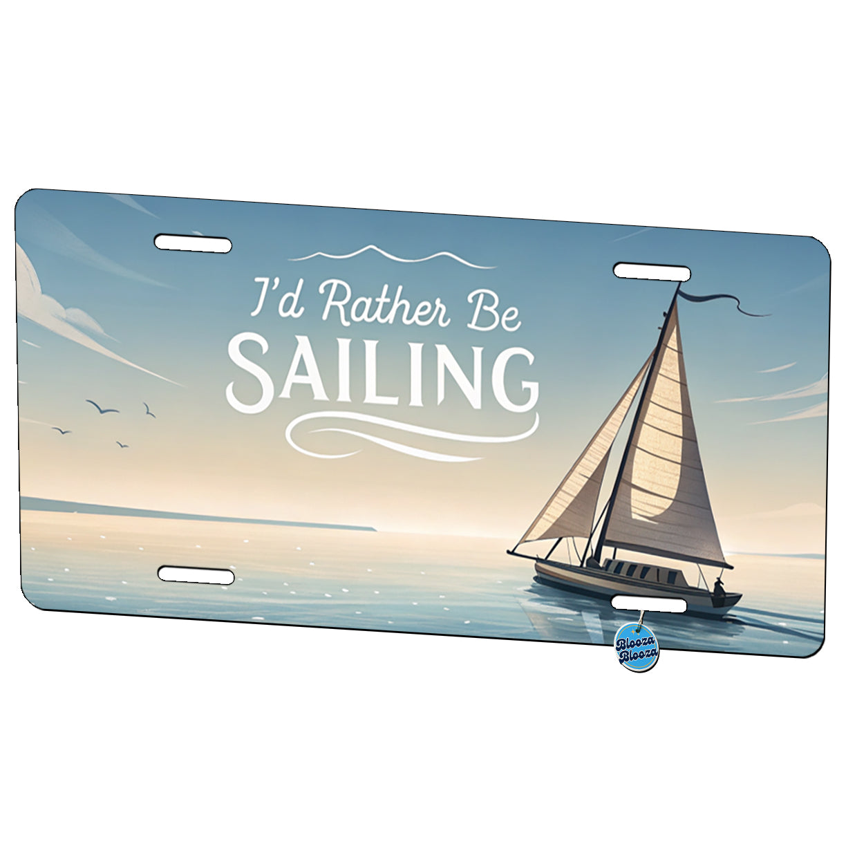 I'd Rather Be Sailing Sailboat Metal Vanity Novelty Tag License Plate for Trucks Cars SUVs
