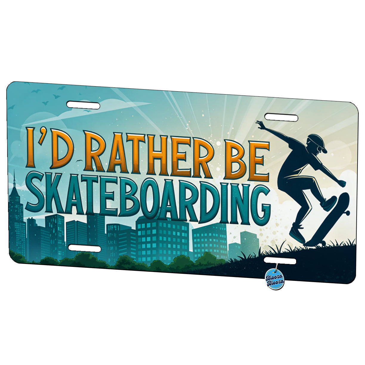 I'd Rather Be Skateboarding Metal Vanity Novelty Tag License Plate for Trucks Cars SUVs