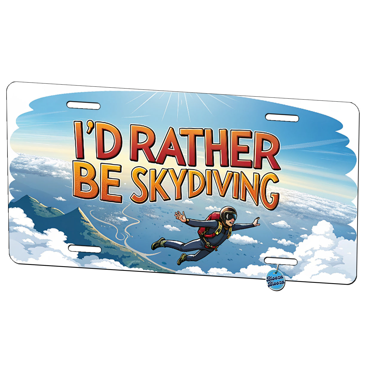 I'd Rather Be Skydiving Skydiver Metal Vanity Novelty Tag License Plate for Trucks Cars SUVs