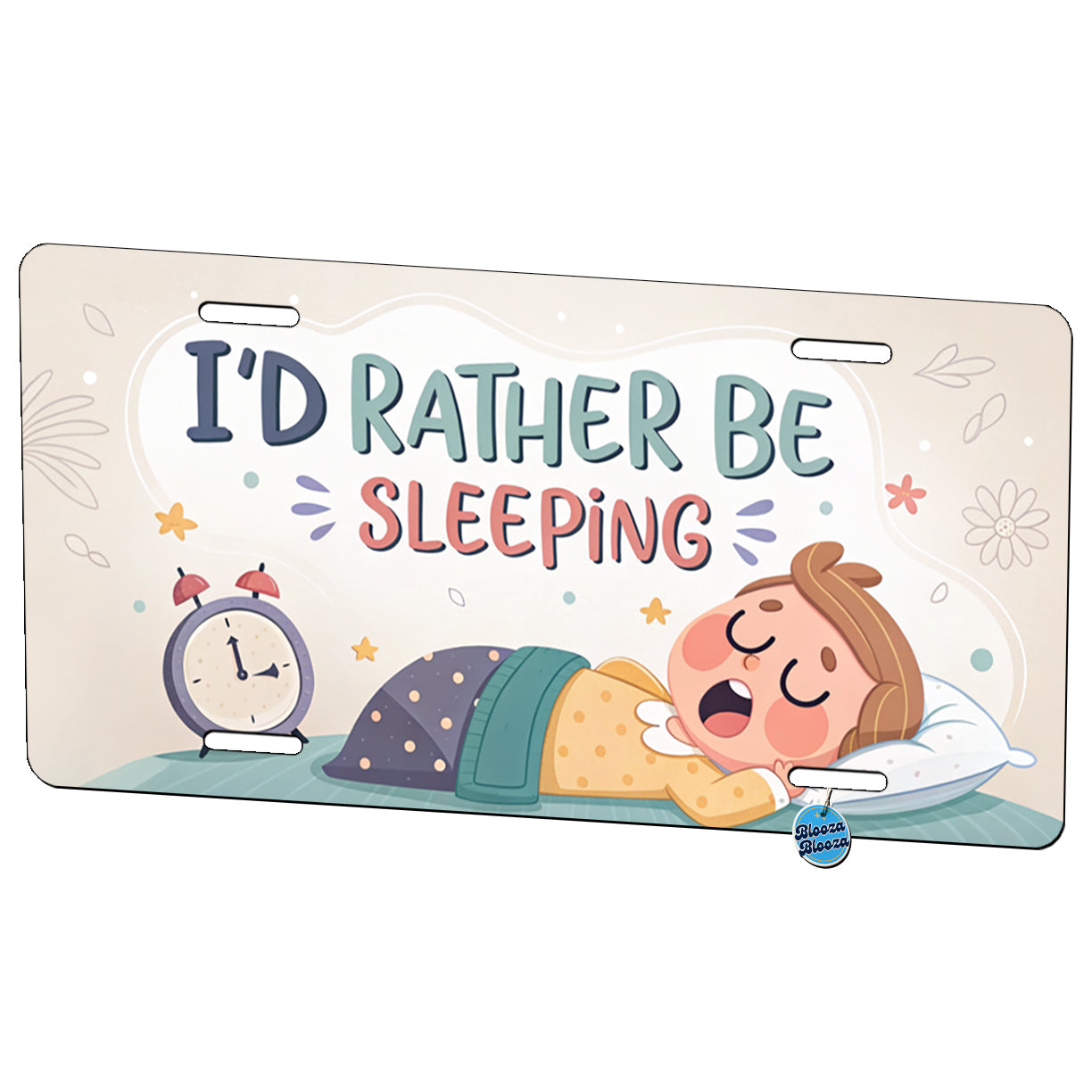 I'd Rather Be Sleeping Funny Metal Vanity Novelty Tag License Plate for Trucks Cars SUVs