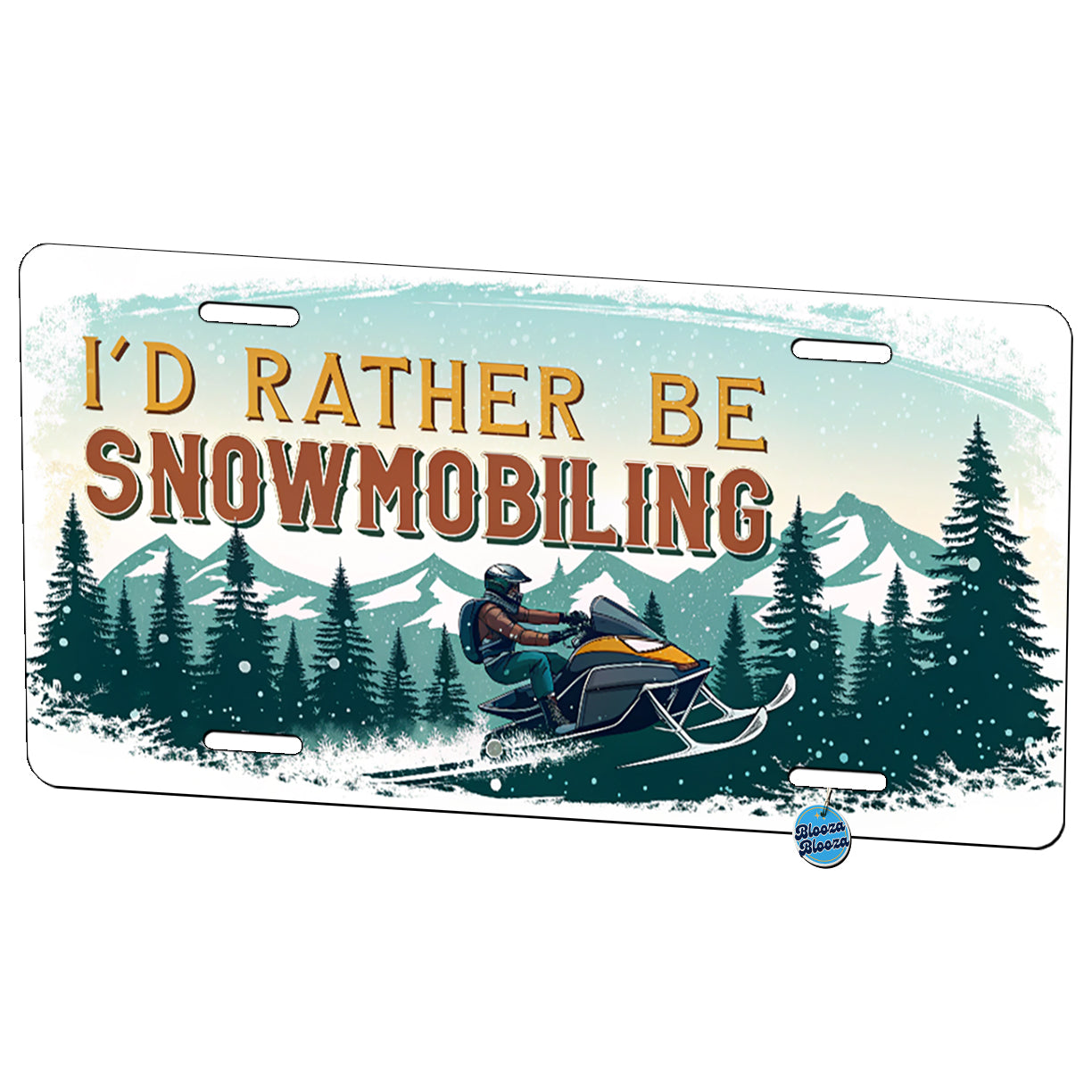 I'd Rather Be Snowmobiling Snowmobile Metal Vanity Novelty Tag License Plate for Trucks Cars SUVs