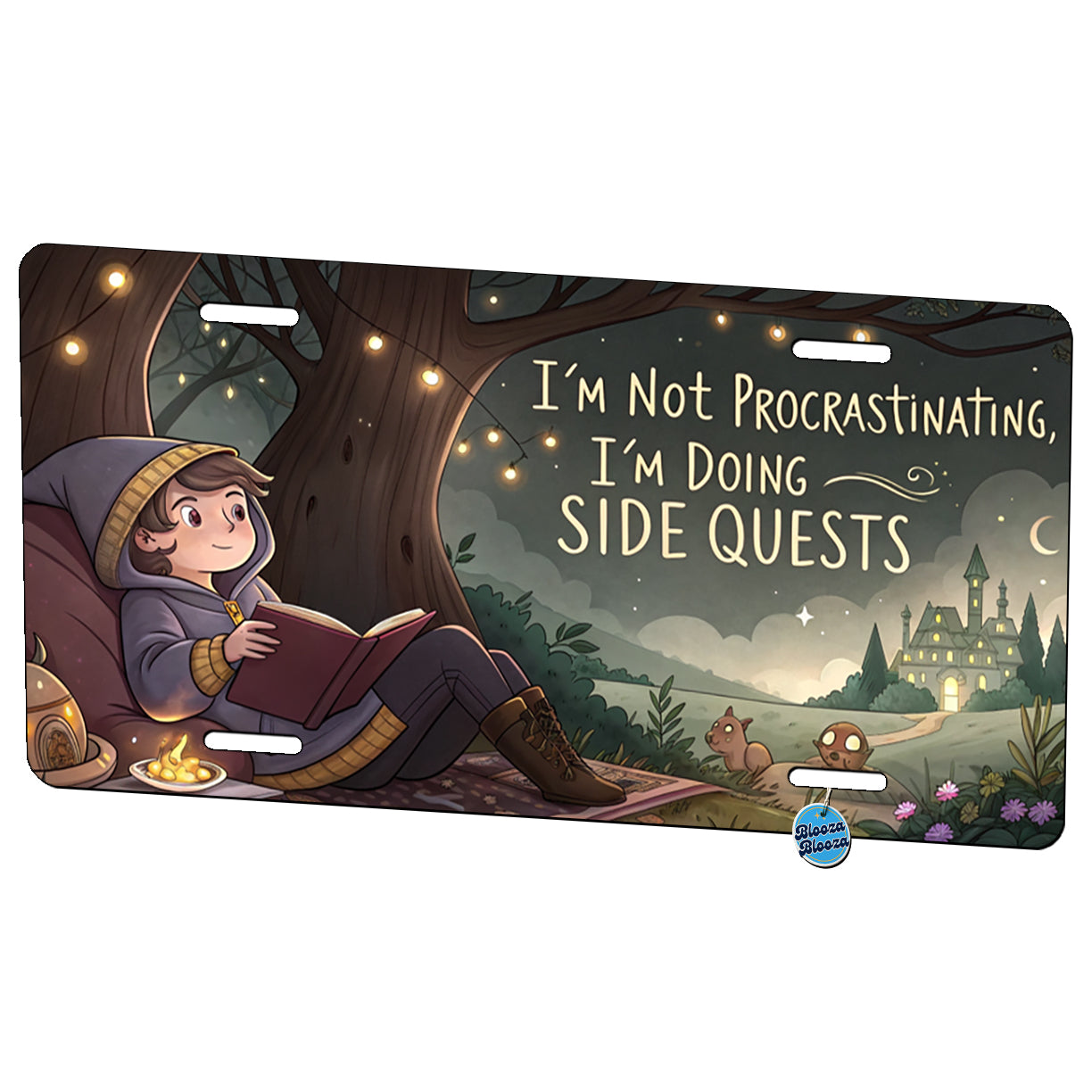 I'm Not Procrastinating Doing Side Quests Funny Fantasy Metal Vanity Novelty Tag License Plate for Trucks Cars SUVs