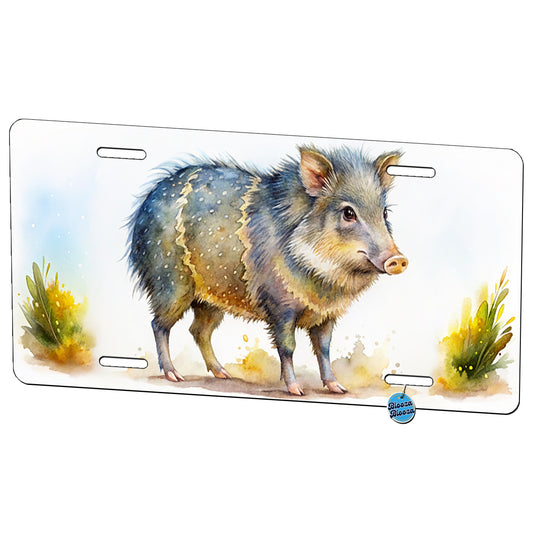 Javelina Watercolor Metal Vanity Novelty Tag License Plate for Trucks Cars SUVs