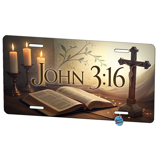 John 3-16 Bible Religious Verse Metal Vanity Novelty Tag License Plate for Trucks Cars SUVs