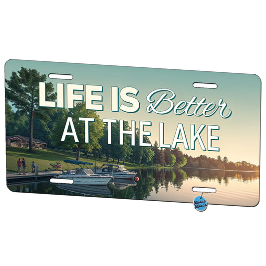 Life is Better At The Lake Boats Metal Vanity Novelty Tag License Plate for Trucks Cars SUVs