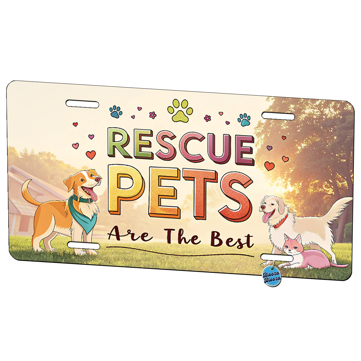 Rescue Pets Are The Best Adopt Dog Cat Metal Vanity Novelty Tag License Plate for Trucks Cars SUVs
