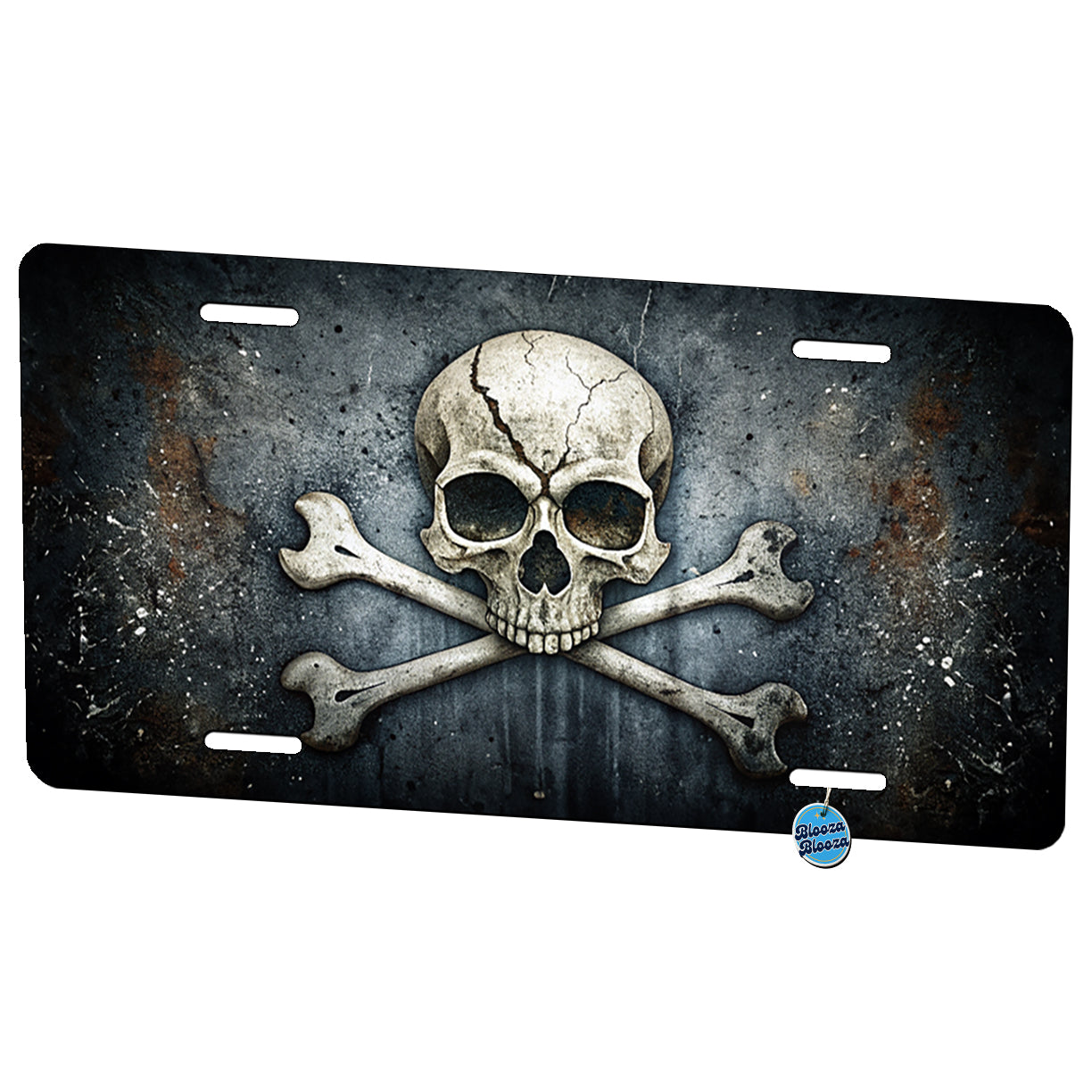 Rustic Skull And Crossbones Pirate Jolly Roger Metal Vanity Novelty Tag License Plate for Trucks Cars SUVs