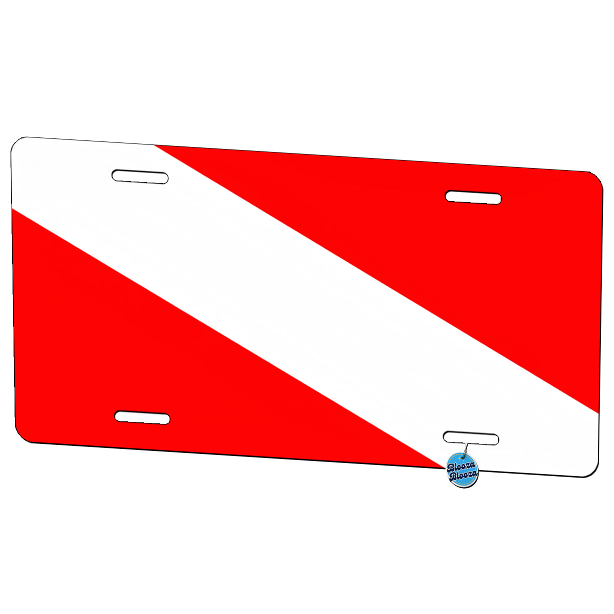Scuba Diving Flag Red White Diver Down Metal Vanity Novelty Tag License Plate for Trucks Cars SUVs