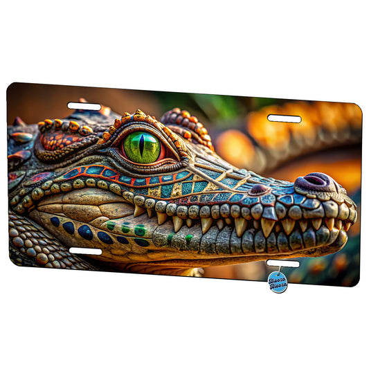 Stylish Colorful Alligator Head Metal Vanity Novelty Tag License Plate for Trucks Cars SUVs
