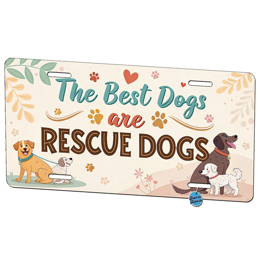 The Best Dogs Are Rescue Dogs Adopt Metal Vanity Novelty Tag License Plate for Trucks Cars SUVs