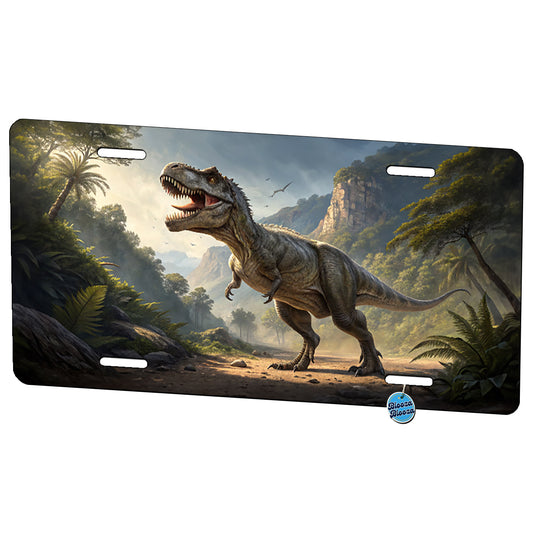Tyrannosaurus T-Rex Dinosaur in the Wild Metal Vanity Novelty Tag License Plate for Trucks Cars SUVs