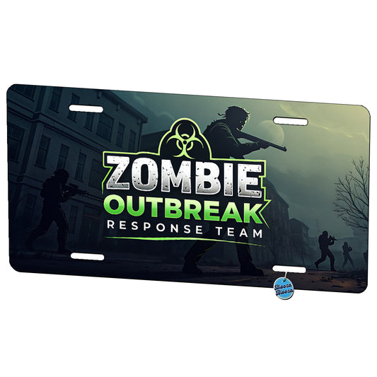 Zombie Outbreak Response Team Biohazard Design Metal Vanity Novelty Tag License Plate for Trucks Cars SUVs