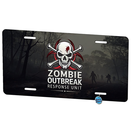 Zombie Outbreak Response Unit Biohazard Metal Vanity Novelty Tag License Plate for Trucks Cars SUVs