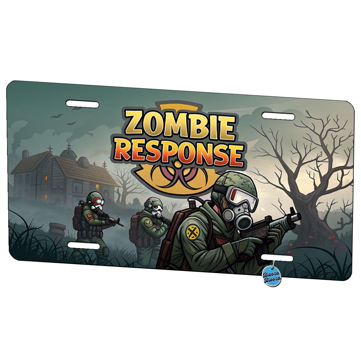 Zombie Response Unit Biohazard Cartoon Metal Vanity Novelty Tag License Plate for Trucks Cars SUVs