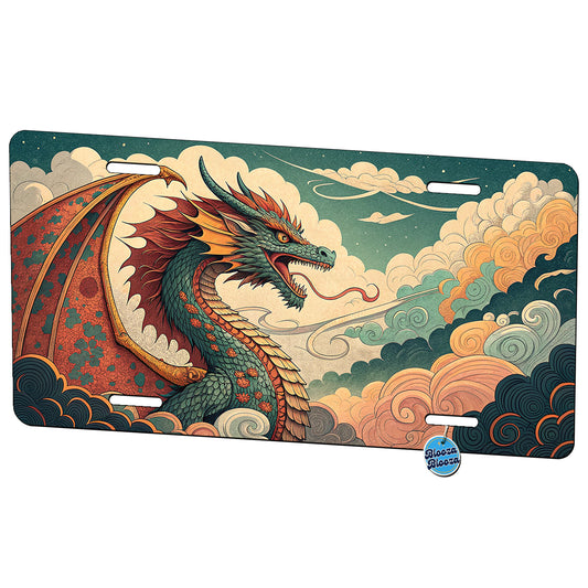 60's Style Pulp Fantasy Dragon Illustration Metal Vanity Novelty Tag License Plate for Trucks Cars SUVs