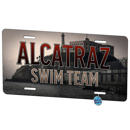Alcatraz Prison Swim Team Funny Metal Vanity Novelty Tag License Plate for Trucks Cars SUVs