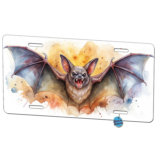 Angry Bat Watercolor Metal Vanity Novelty Tag License Plate for Trucks Cars SUVs