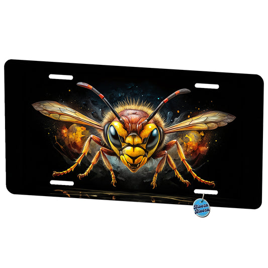 Angry Hornet Watercolor Metal Vanity Novelty Tag License Plate for Trucks Cars SUVs