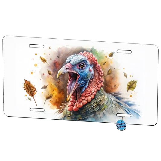Angry Male Tom Gobbler Turkey Watercolor Metal Vanity Novelty Tag License Plate for Trucks Cars SUVs