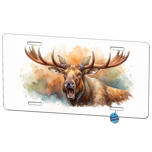 Angry Moose Watercolor Metal Vanity Novelty Tag License Plate for Trucks Cars SUVs