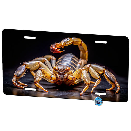Angry Scorpion Black Background Metal Vanity Novelty Tag License Plate for Trucks Cars SUVs