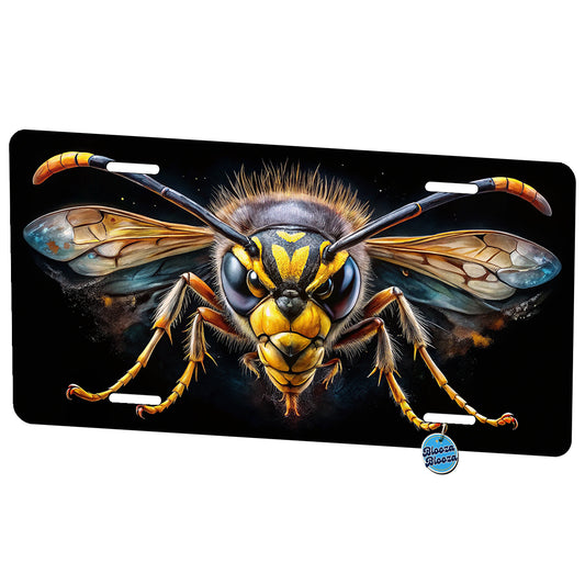 Angry Wasp Watercolor Metal Vanity Novelty Tag License Plate for Trucks Cars SUVs