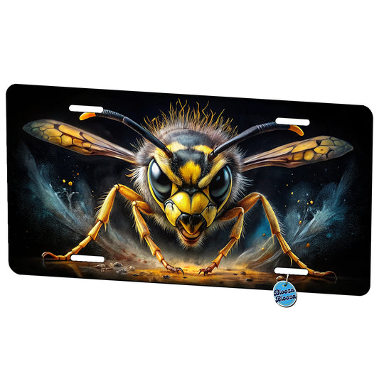 Angry Yellowjacket Watercolor Metal Vanity Novelty Tag License Plate for Trucks Cars SUVs
