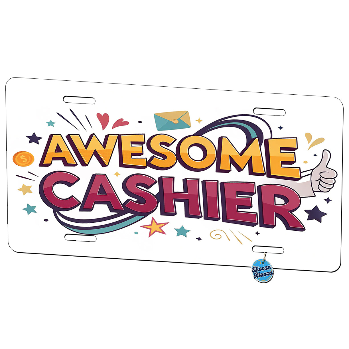 Awesome Cashier Inspirational Metal Vanity Novelty Tag License Plate for Trucks Cars SUVs