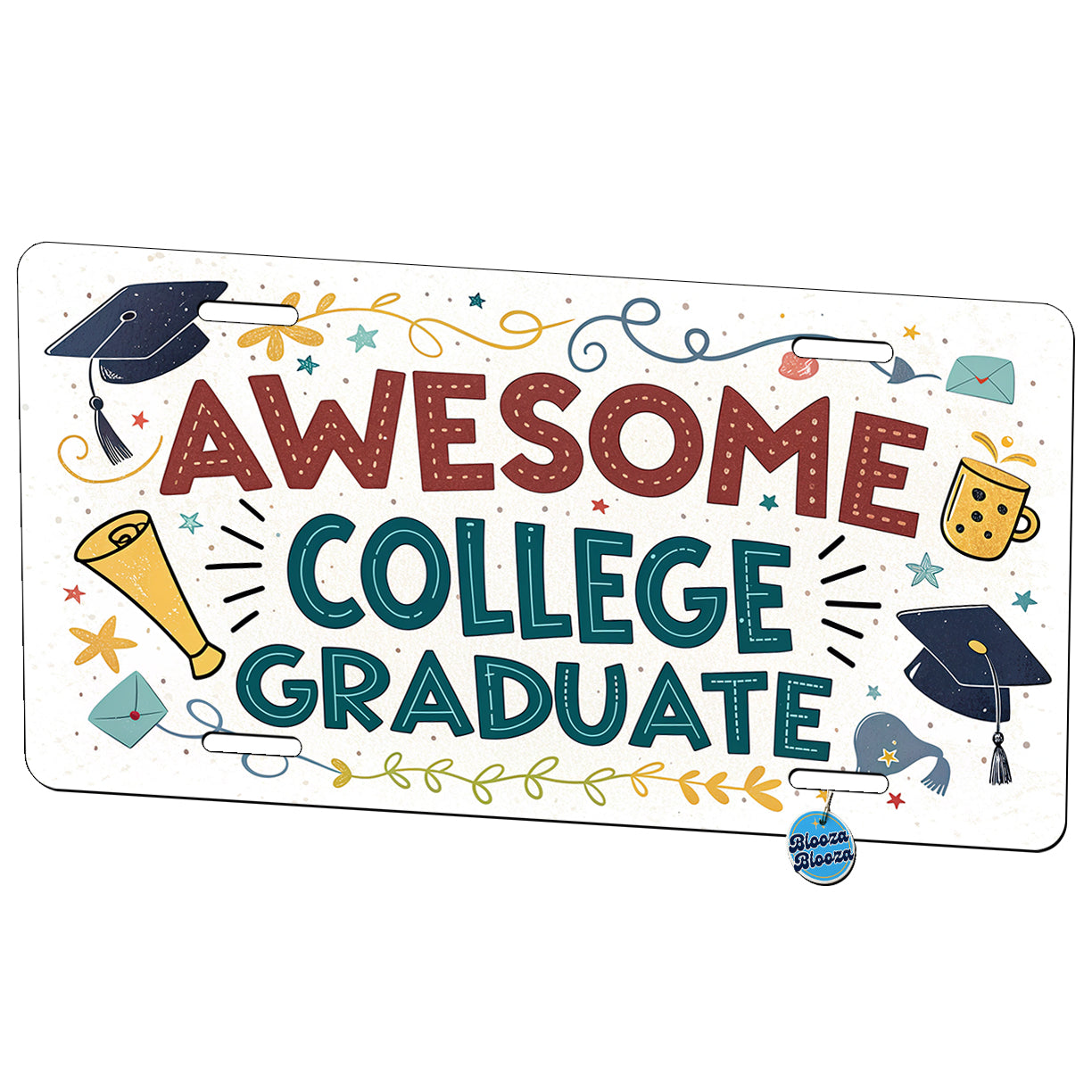 Awesome College Graduate Graduation Inspirational Metal Vanity Novelty Tag License Plate for Trucks Cars SUVs