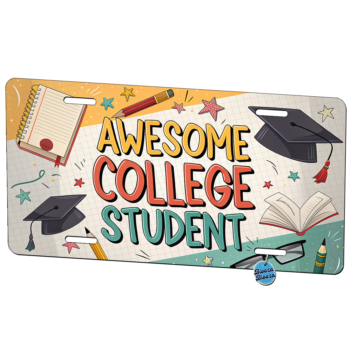 Awesome College Student Graduation Inspirational Metal Vanity Novelty Tag License Plate for Trucks Cars SUVs