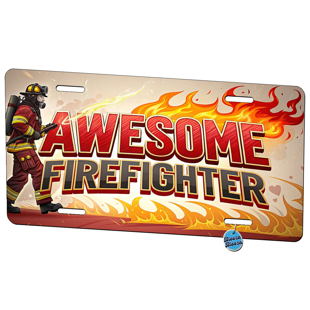 Awesome Firefighter Inspirational Metal Vanity Novelty Tag License Plate for Trucks Cars SUVs