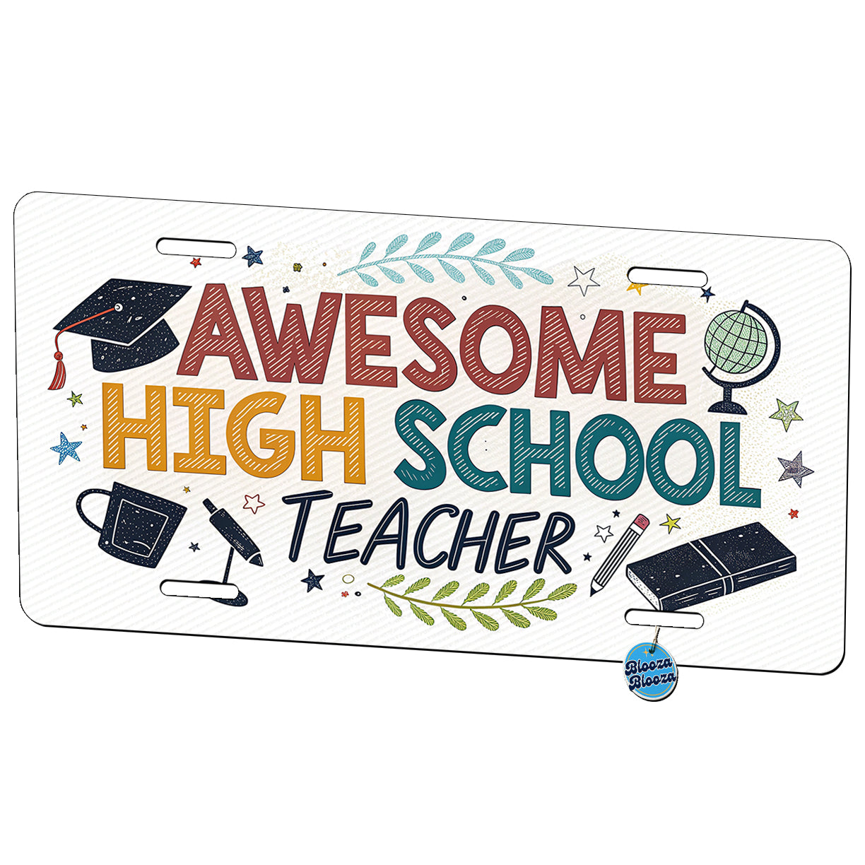 Awesome High School Teacher Inspirational Metal Vanity Novelty Tag License Plate for Trucks Cars SUVs