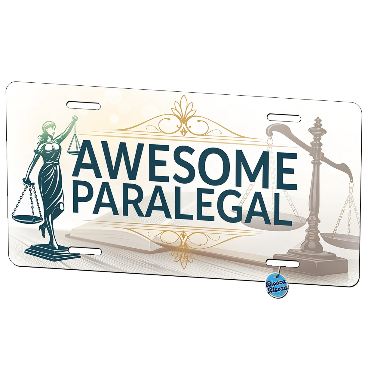Awesome Paralegal Scales of Justice Inspirational Metal Vanity Novelty Tag License Plate for Trucks Cars SUVs