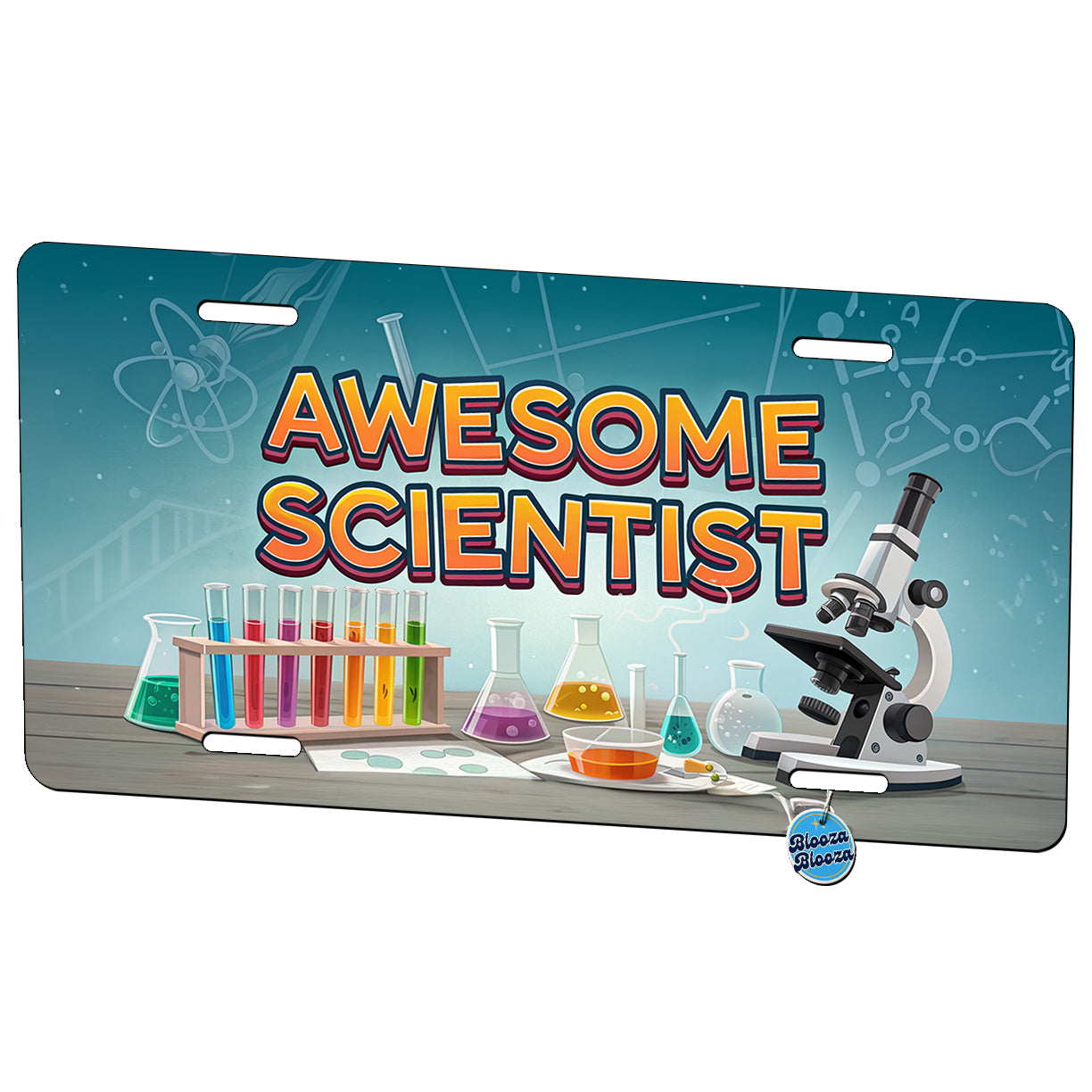 Awesome Scientist Inspirational Lab Microscope Metal Vanity Novelty Tag License Plate for Trucks Cars SUVs