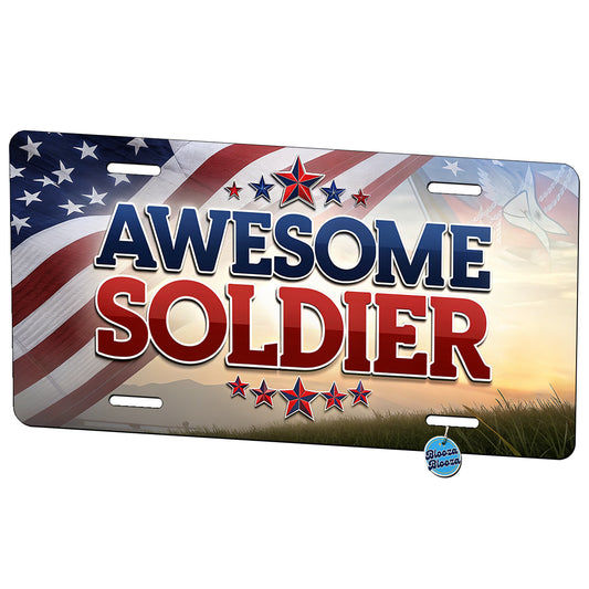 Awesome Soldier Patriotic Military Inspirational Metal Vanity Novelty Tag License Plate for Trucks Cars SUVs