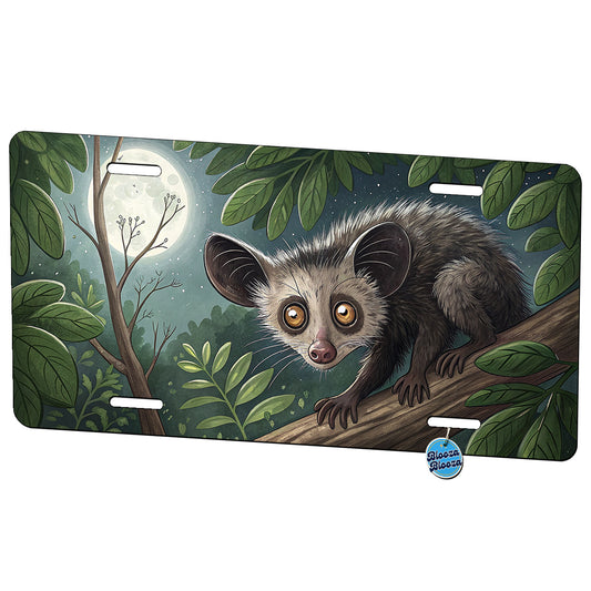 Aye Aye Long Fingered Lemur Illustration Metal Vanity Novelty Tag License Plate for Trucks Cars SUVs