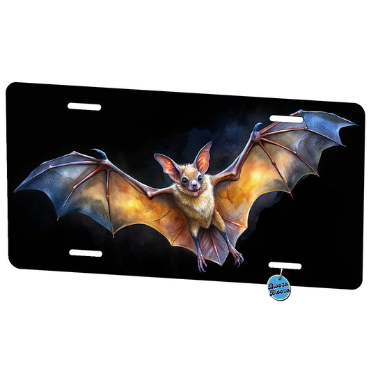 Bat Flying Watercolor Black Background Metal Vanity Novelty Tag License Plate for Trucks Cars SUVs