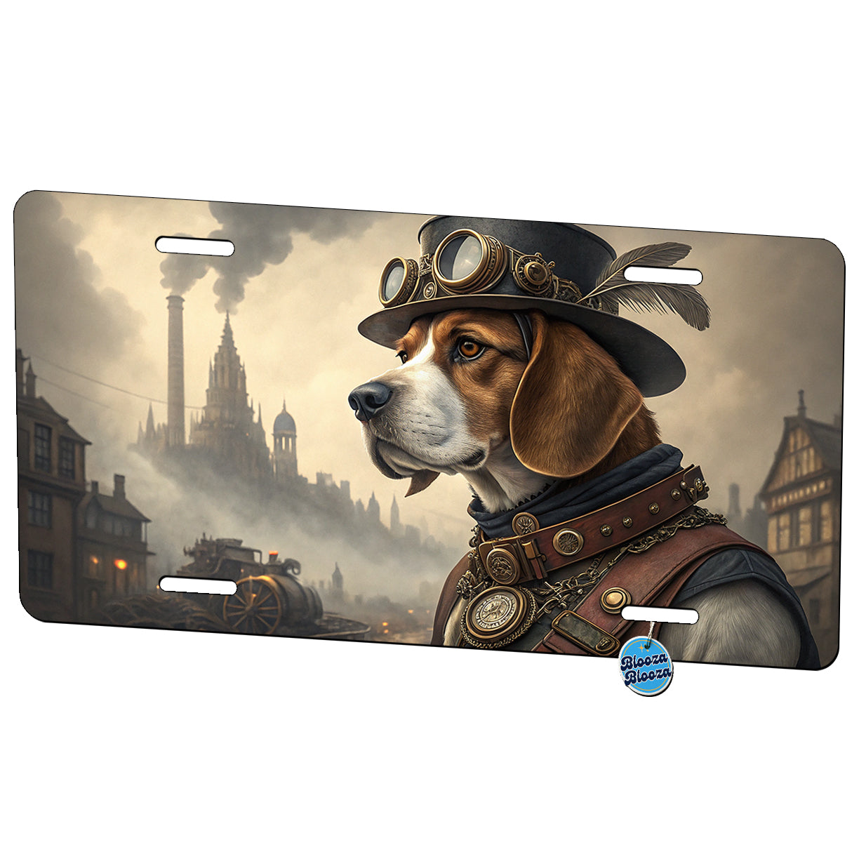 Beagle Dog Steampunk Metal Vanity Novelty Tag License Plate for Trucks Cars SUVs