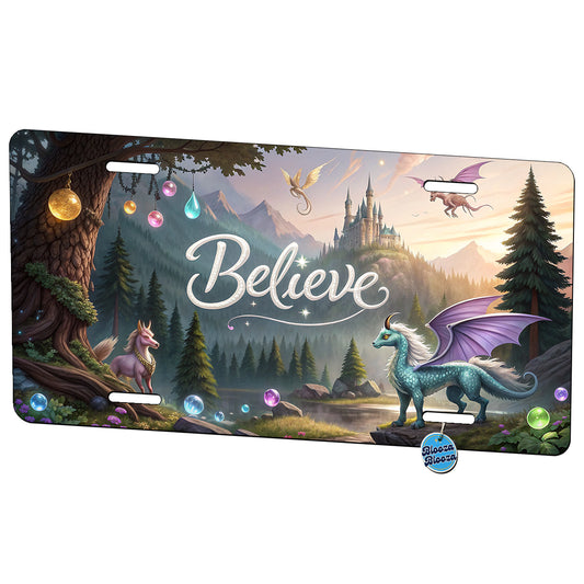 Believe Fantasy Creatures Metal Vanity Novelty Tag License Plate for Trucks Cars SUVs
